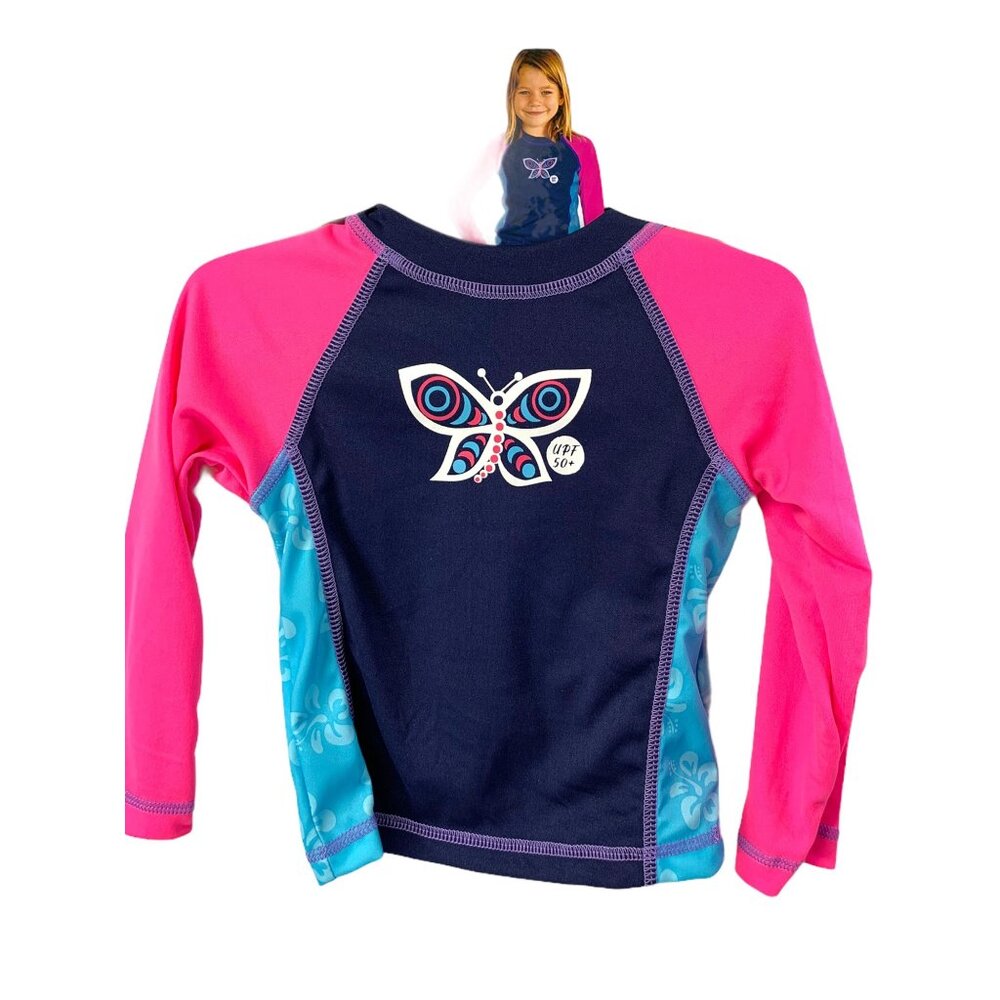 New SUN SMART Swim Tee Rash Guard Kids UPF 50 Pink Blue size‎ SMALL Toddler